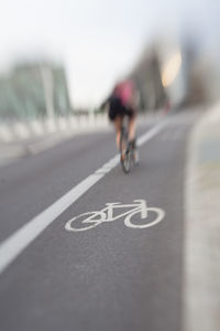 Close-up of bicycle on road