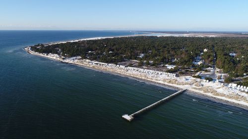 High angle view of sea against sky