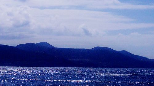 Scenic view of mountains against sky