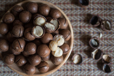 High angle view of coffee beans on table