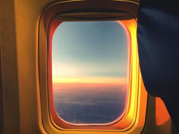 View of sky seen through airplane window