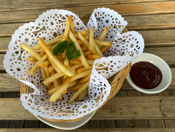 High angle view of food on table