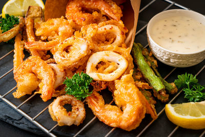 Close-up of food served in plate