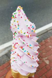 High angle view of ice cream cone