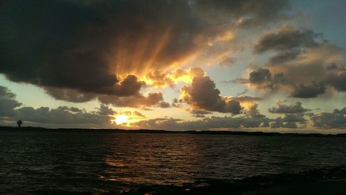 Scenic view of sea against cloudy sky