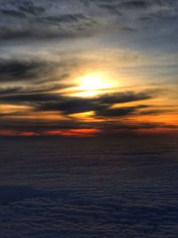 Scenic view of sea against dramatic sky