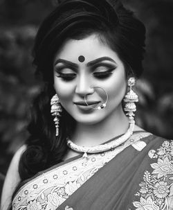 Close-up of woman wearing sari