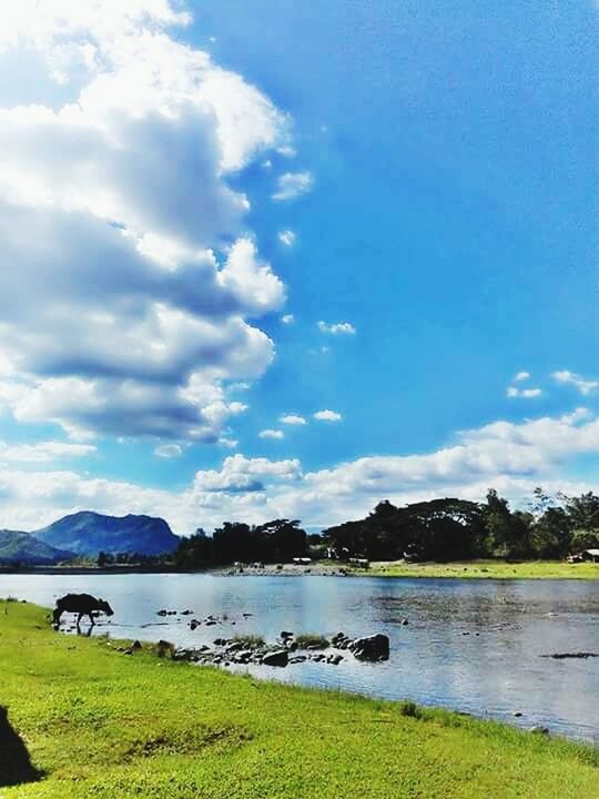 SCENIC VIEW OF LAKE WITH MOUNTAINS IN BACKGROUND