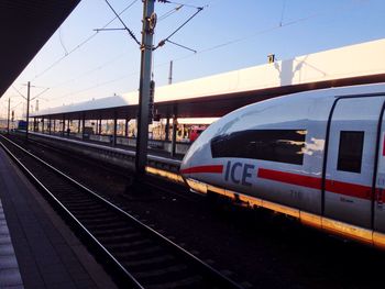 Train on railroad station platform