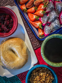 High angle view of food on table