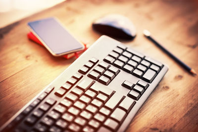 High angle view of laptop on table