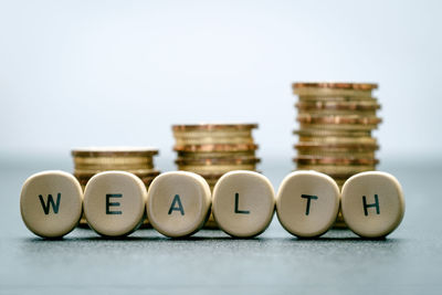 Close-up of objects over white background