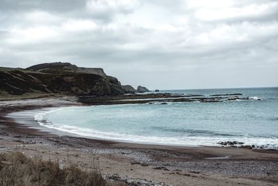 Scenic view of beach against sky