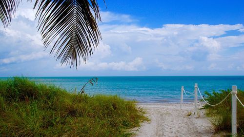 Scenic view of sea against cloudy sky