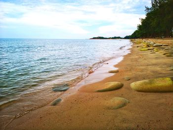 Scenic view of beach against sky