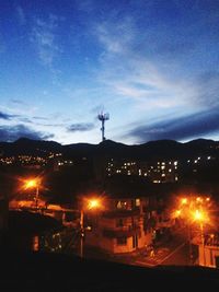 View of illuminated street light at night