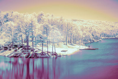 Scenic view of lake during winter