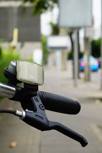 Close-up of bicycle on wicker basket