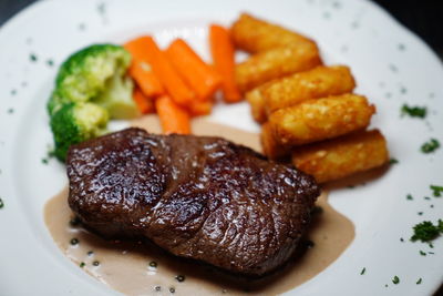 Close-up of meal served in plate