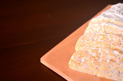 High angle view of ice cream on table