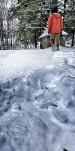 Person standing on snow covered landscape