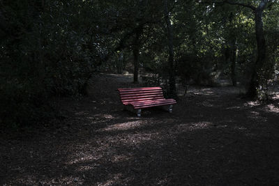 Empty bench in park