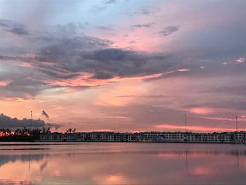 Scenic view of lake during sunset