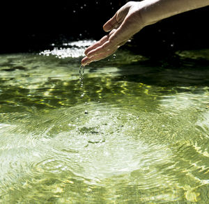 Close-up of hand holding water