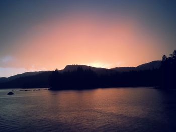 Scenic view of lake at sunset