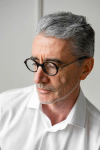 Mature man wearing eyeglasses