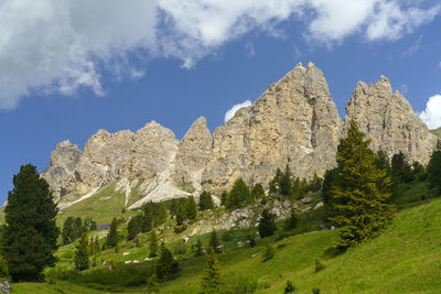 Low angle view of rocks against sky