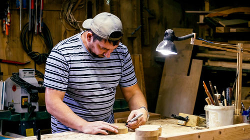 Man working on table