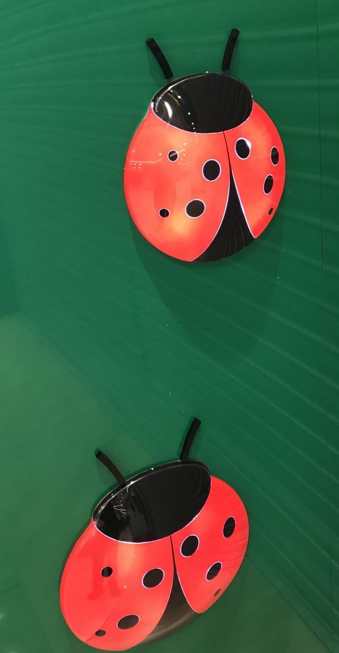 HIGH ANGLE VIEW OF RED BALL ON WALL