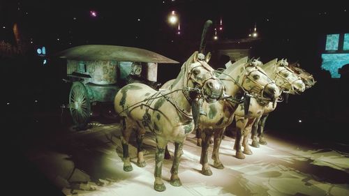 Horse cart at night