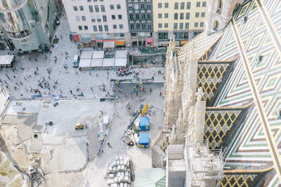 High angle view of buildings in city