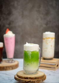 Close-up of drink in glass on table