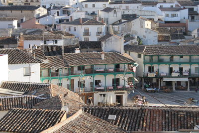 High angle view of residential buildings