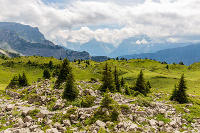 Scenic view of mountains against sky