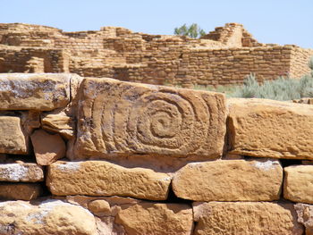 Close-up of carving on stone