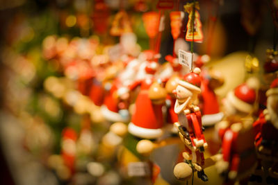 Close-up of christmas decorations for sale