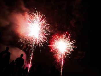 Firework display at night