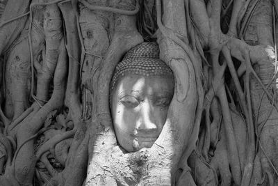 Statue of buddha against building