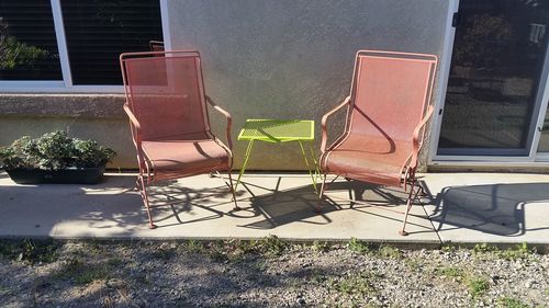 High angle view of chairs in stadium