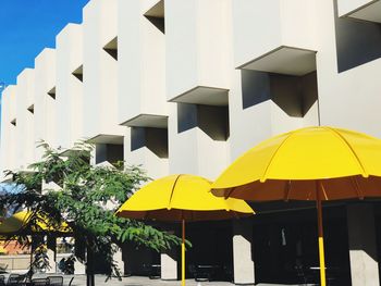 Low angle view of modern building against sky