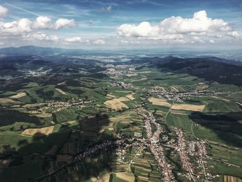 Aerial view of landscape against sky