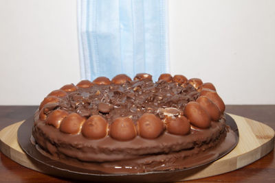 Close-up of cake in plate on table