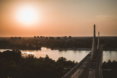 Scenic view of river against sky during sunset