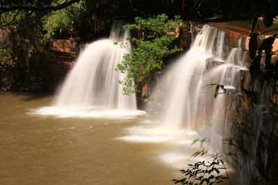 View of waterfall in forest