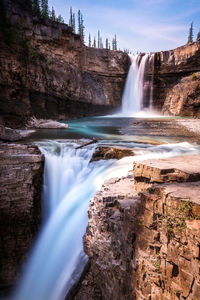 Scenic view of waterfall