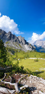 Scenic view of mountains against sky